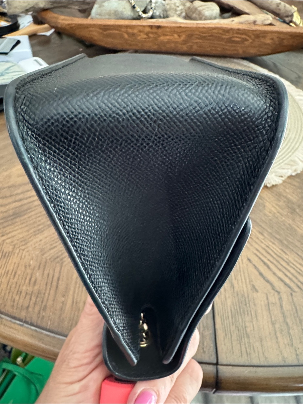 Furla Black Cross Grain Shoulder Bag with Gold Studs & Strap - Picture 3 of 9